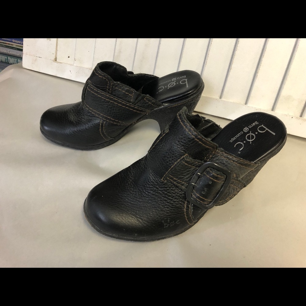 BOC Born Concept Women's  Leather Slip On Heels Mule Clogs Size 6/36.5
